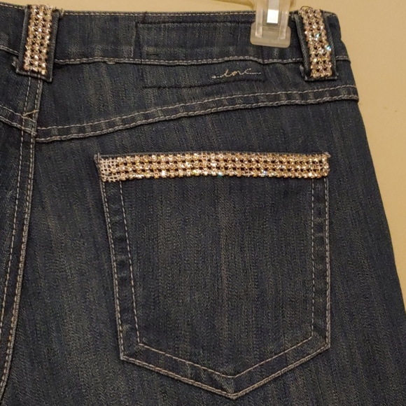 INC Denim Jeans with Rhinestone Trim Boot Leg Regular fit Size 8 - Picture 2 of 13